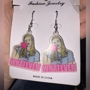 Trendy Pink and Blue 'Whatever' Earrings